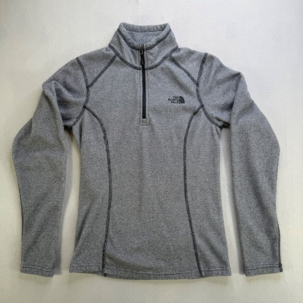 North Face Women's Half Zip Pullover Fleece XS/TP Grey‎ Striped